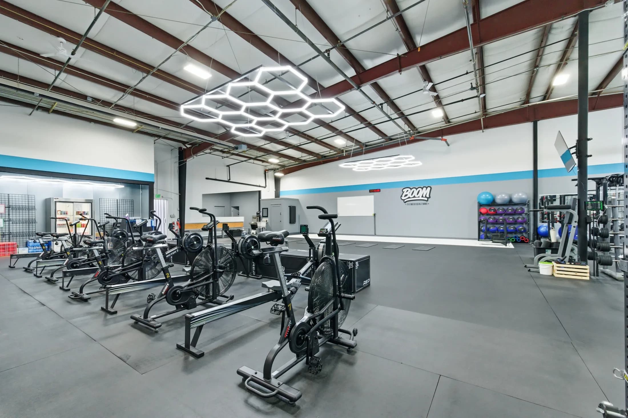 Strength and conditioning equipment at Boom Fitness Culture