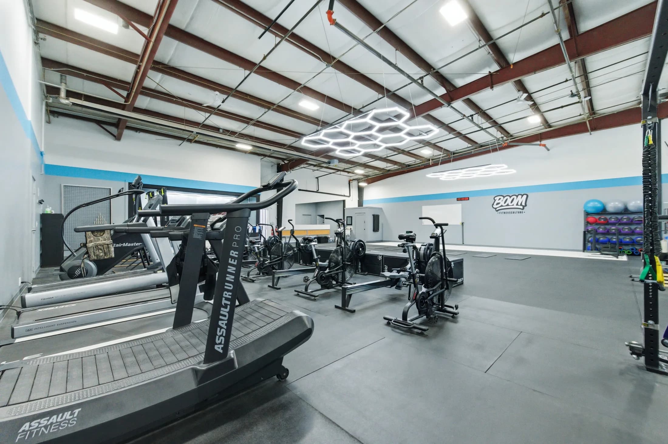 Training floor inside Boom Fitness Culture